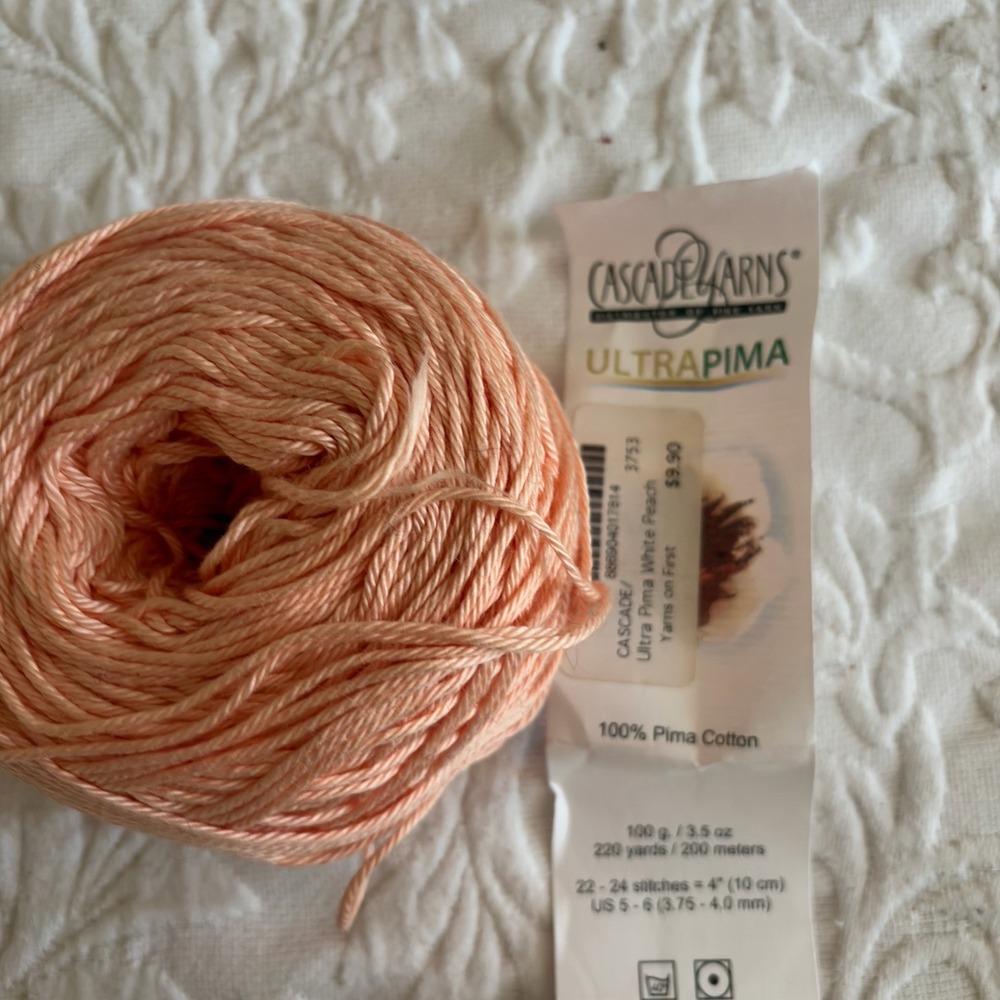 Cascade Yarns Ultra Pima 3753 White Peach 100% Pima Cotton DK Yarn 220 Yds